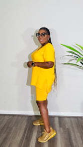 CUTTIE 2PC SHORTS V-NECK LOUNGE SET(Neon Yellow)